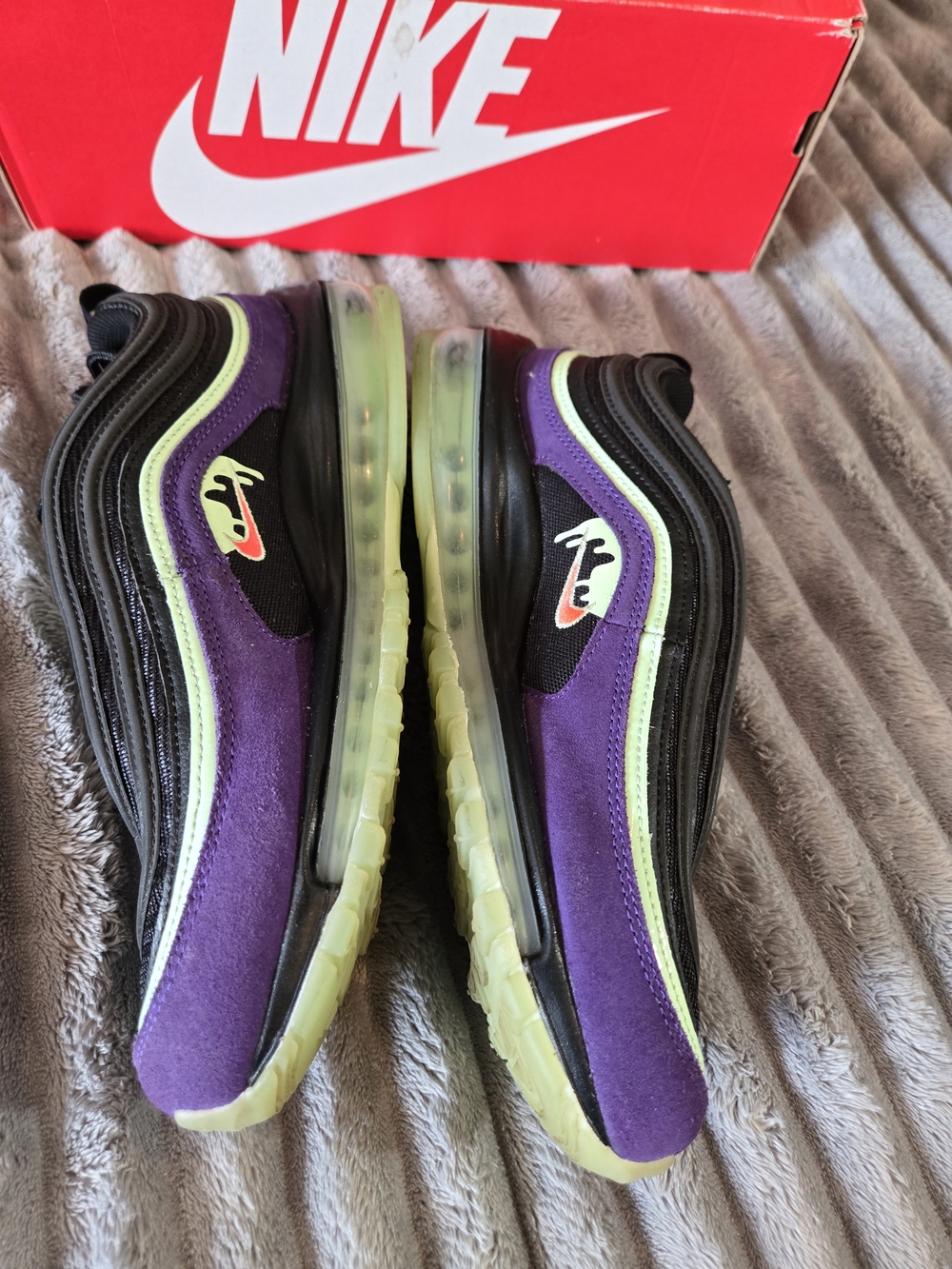 Nike Men’s Air Max 97 Athletic Shoes - Purple/Black/Lime